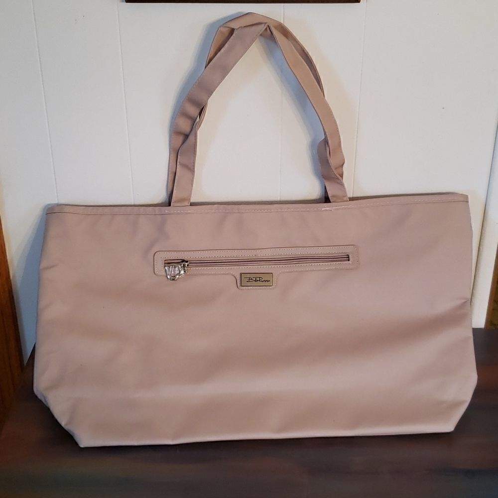 NWT Bella Russo Large Cream Colored Faux Leather Carry Bag / Purse